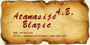 Atanasije Blažić vizit kartica